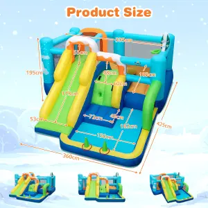 Costway 7-in-1 Jumbo Inflatable Bounce Castle Kids Jumping House w/ Long Slide