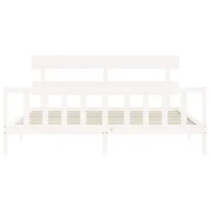 Berkfield Bed Frame with Headboard White 200x200 cm Solid Wood