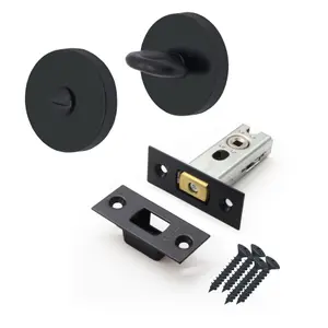 EAI Tubular Bathroom Deadbolt Kit - 64mm Case - 44mm Backset - Matt Black