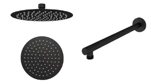 Aquarius Modern Round Over Head 8" Shower Head & Arm Matt Black AQ60101514