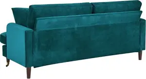 Brigette 3-Seater Teal Velvet Sofa With Antique Brass Castor Legs - Daals - Sofas