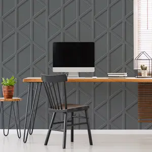 Fresco Panel Trellis Grey Wallpaper