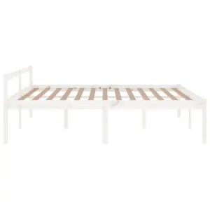 Berkfield Bed Frame White Solid Wood Pine 180x200cm Super King Size