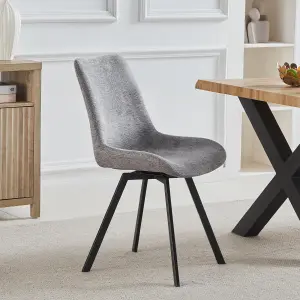 Set of 2 Caino Swivel Seat Fabric Dining Chairs - Grey