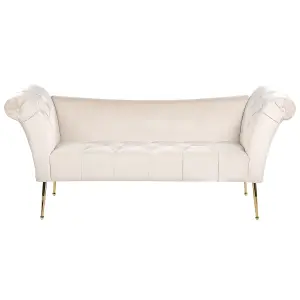 Velvet Chaise Lounge Cream Beige NANTILLY