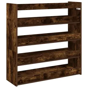 Berkfield Shoe Rack Smoked Oak 80x25x81 cm Engineered Wood