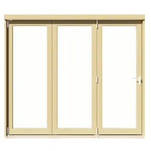 Clear Glazed Softwood Clear pine veneer External 3 Sliding Bi-fold Patio door, (H)2090mm (W)2390mm