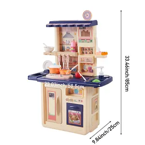 Play Kitchen Toddler Kitchen Toy Playset with Real Sounds & Lights