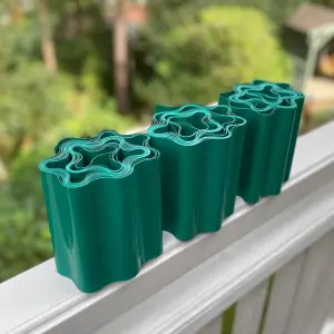 Set of 3 Green Plastic Garden Lawn Edging (9m x 15cm Roll)