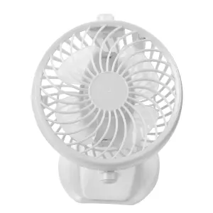 Hardys 3 Speed USB Rechargeable Clip On Cooling Portable Fan Desk Computer Pushchair - White