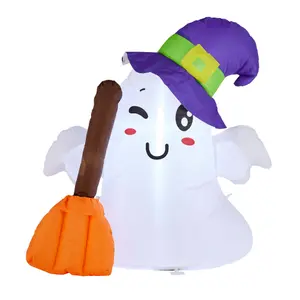 SO 106cm Halloween Inflatable Ghost with Purple Witch Hat