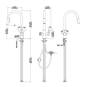 Liquida HT45CH 4 In 1 Chrome Pull Out Spray Instant Boiling Water Kitchen Tap