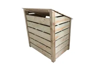 Slatted wooden log store with door and kindling shelf W-119cm, H-126cm, D-88cm - natural (light green) finish