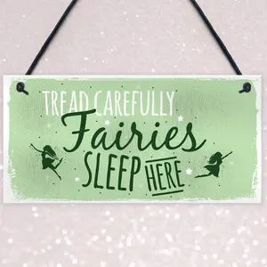 Red Ocean Fairies Sleep Here Garden Plaque Gift Fairy Shabby Chic Gardening Sign Home Decor