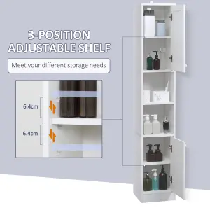 kleankin Tall Bathroom Storage Cabinet Narrow Freestanding Cabinet with Mirror