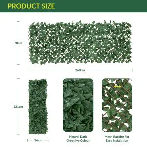 GardenKraft 26140 2.6m x 0.7m Dark Ivy Leaf Covered Trellis