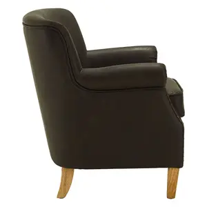 Interiors by Premier Brown Leather Effect Armchair, Easy to Clean Leather Armchair, Body Supportive High Back Accent Chair