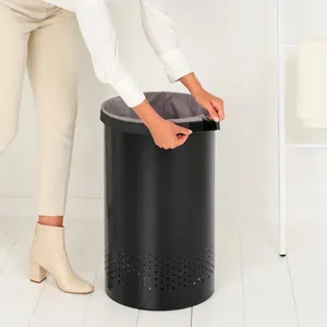 Brabantia Laundry Bin Black / 63.5cm H x 30cm W x 30cm D