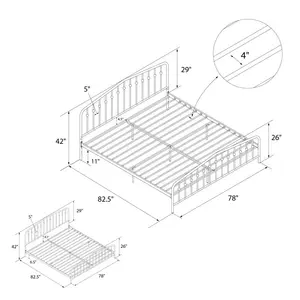 Holland Bed Frame Grey / Kingsize (5')