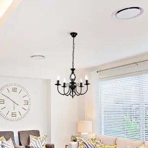 ValueLights Memphis Traditional 5 Way Black Satin Pendant Ceiling Light Chandelier