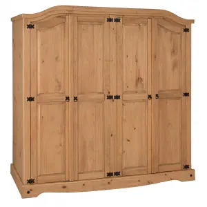 Mercers Furniture Corona 4 Door Arch Top Wardrobe Solid Pine Rustic Mexican styling