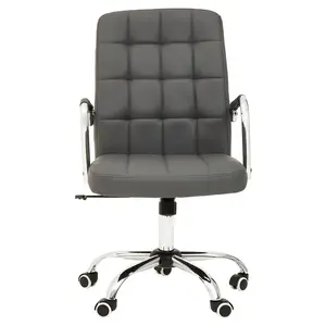 Interiors by Premier Brent Grey Leather Effect And Chrome Home Office Chair