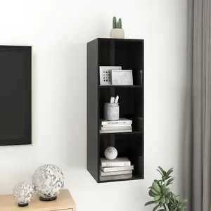 Berkfield Wall-mounted TV Cabinet High Gloss Black 37x37x107 cm Engineered Wood