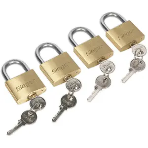 Secure Your Belongings with 4 Pack 40mm Brass Padlocks - Durable and Reliable Security