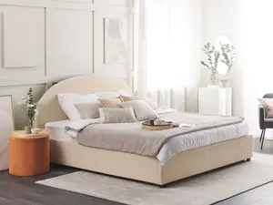 Boucle EU Super King Size Ottoman Bed Beige VAUCLUSE