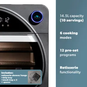 Daewoo XL Rotisserie Air Fryer 14.5 Litre Digital Oven SDA2519GE Silver