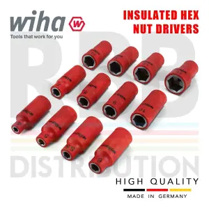 Wiha Electrician Ratchet Set 1/4 Inch 21 Piece VDE Insulated Hex Nut Drive 43025