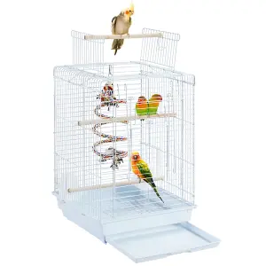 Yaheetech White Open Top Metal Bird Cage w/ Open Play Top