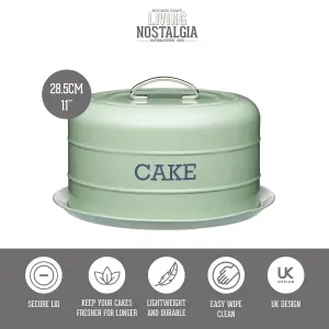 Living Nostalgia Airtight Cake Storage Tin/Cake Dome - English Sage Green