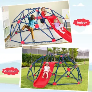 Costway Kids Climbing Dome & Play Set with Slide 180 KG Capacity Fabric Cushion 3-12 Years