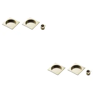 2 PACK - 30mm Sliding Door Rose & 2x 53mm Square Flush Finger Pulls - Satin Nickel