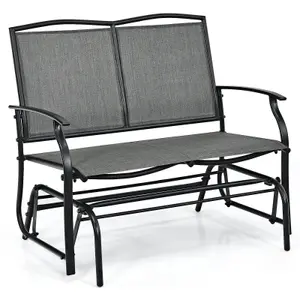 Costway 2-Person Patio Swing Glider Bench Outdoor Glider Loveseat Heavy-Duty Steel Frame