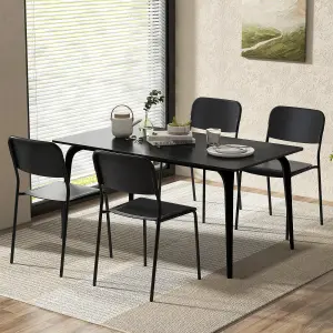 COSTWAY Plastic Dining Chairs Set of 4 Stackable Kitchen Chairs w/ Metal Legs