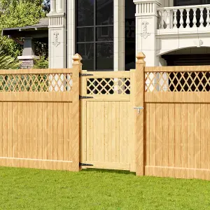 Rhombus Garden Wood Fence Gate with Door Latch 90cm W x 150cm H