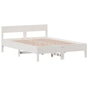 Berkfield Bed Frame without Mattress White 120x190 cm Small Double Solid Wood Pine