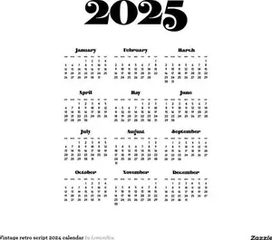 Vintage Retro Script 2024 Calendar Magnet