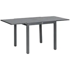 Outsunny Extendable Garden Table for 6 with Aluminium Frame for Patio, Balcony