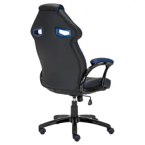 GTForce Roadster 1 Sport Racing Car Office Chair, Adjustable Lumbar Support Gaming Desk Faux Leather With Mesh Trimmings (Blue)