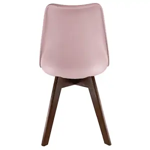 Soho Blush Pink Plastic Dining Chair with Squared Dark Wood Legs