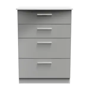 Harrow 4 Drawer Deep Chest in Grey Gloss (Ready Assembled)