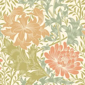 Hoopla Walls Chrysanthemum  Sage & Amber Smooth Matt Wallpaper