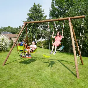 Juliet Triple Wooden Swing Set with Rope Ladder