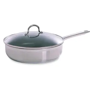 BK Allround Satin Stainless Steel Ceramic Non-Stick Pan with Lid - 28cm