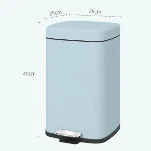 HOMCOM 20L Kitchen Pedal Bin, Metal Rubbish Bin with Soft-close Lid, Light Green