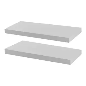 Harbour Housewares - Modern Floating Wall Shelves (Set of 2) White / 4cm H x 80cm W x 23.5cm D