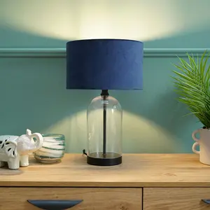 Glass Desk Lamp Black / Navy